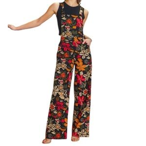 Los Banditos Womens Wide Leg Floral Mod Boho Retro Disco Jumpsuit size L